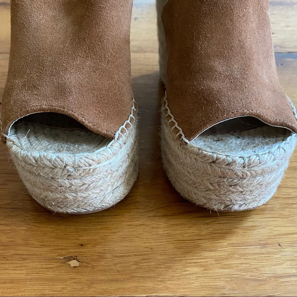 Marc Fisher Adalyn Espadrille Wedge Sandal Women’s SZ 5.5 in Tan Saddle - Picture 3 of 8